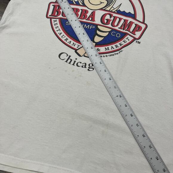 Vintage 1998 Bubba Gump Shrimp Co Chicago White Men L Forrest Gump Movie Tee - Picture 4 of 10